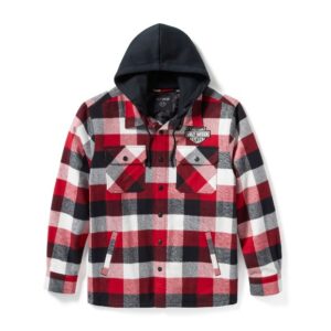 Harley-Davidson gefütterte Karo Jacke rot weiß