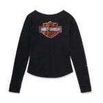 Harley-Davidson Damen T-Shirt langarm mit Strass Logo schwarz 96757-25VW