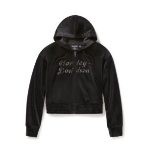Harley-Davidson Damen Velour Zip Hoodie schwarz 96819-25VW