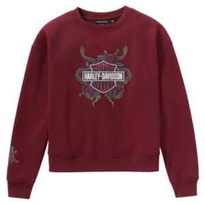 Harley-Davidson Damen Sweatshirt Serpent Rose Bling Fleece dunkelrot 96822-25VW