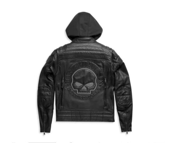Lederjacke Harley-Davidson mit reflektierendem Totenkopf am Rücken