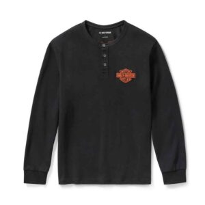 Harley-Davidson Longsleeve schwarz mit oranger Schrift