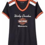 Harley-Davidson Damen T-Shirt kurzarm V-Neck Shoulder Stripe 99012-23VW