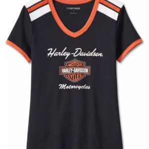 Harley-Davidson Damen T-Shirt kurzarm V-Neck Shoulder Stripe 99012-23VW